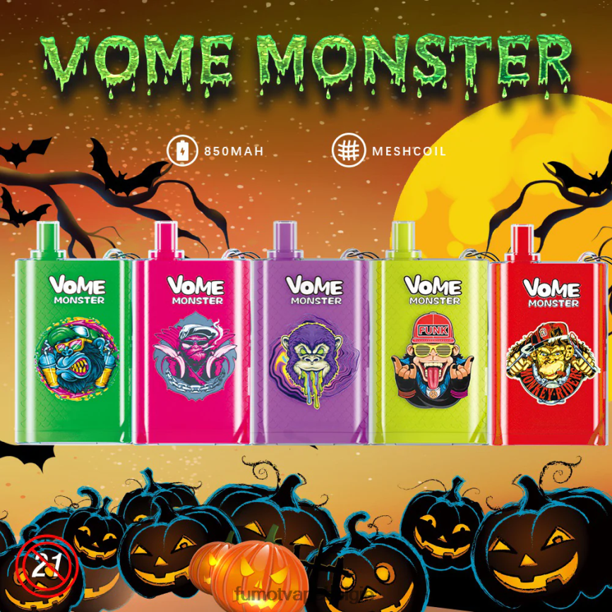 Fumot vape kopen LX0PBF437 aardbei watermeloen 10000 wegwerp vape pod-apparaat - 20 ml (1 stuk) Fumot Vome Monster