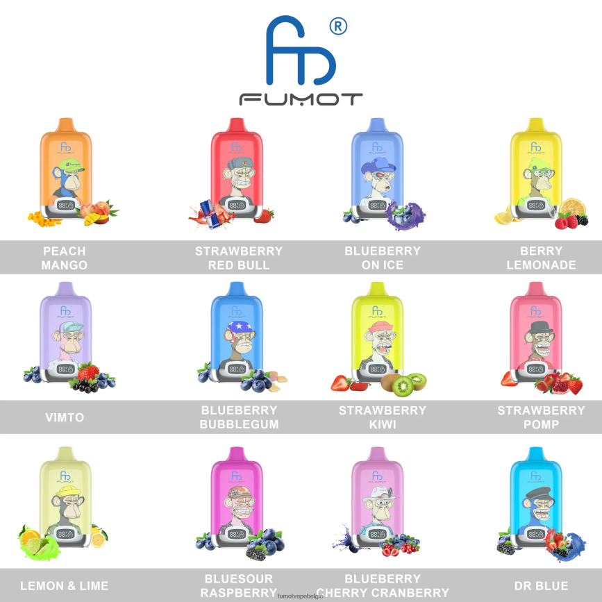 Fumot cigarette LX0PBF129 fruitige fusie 12000 wegwerp vape-pod van 20 ml - (1 stuk) Fumot Digital Box