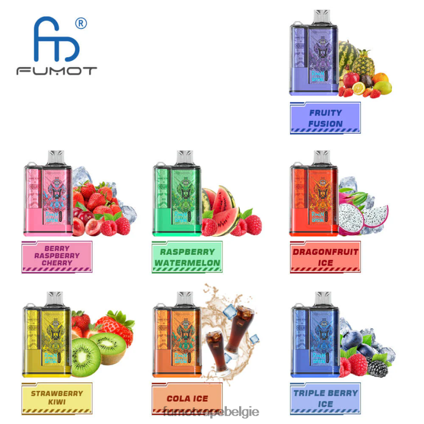 Fumot Belgie LX0PBF264 frisse munt 1 stuk - 12000 wegwerp vape-doos 20 ml Fumot Crystal