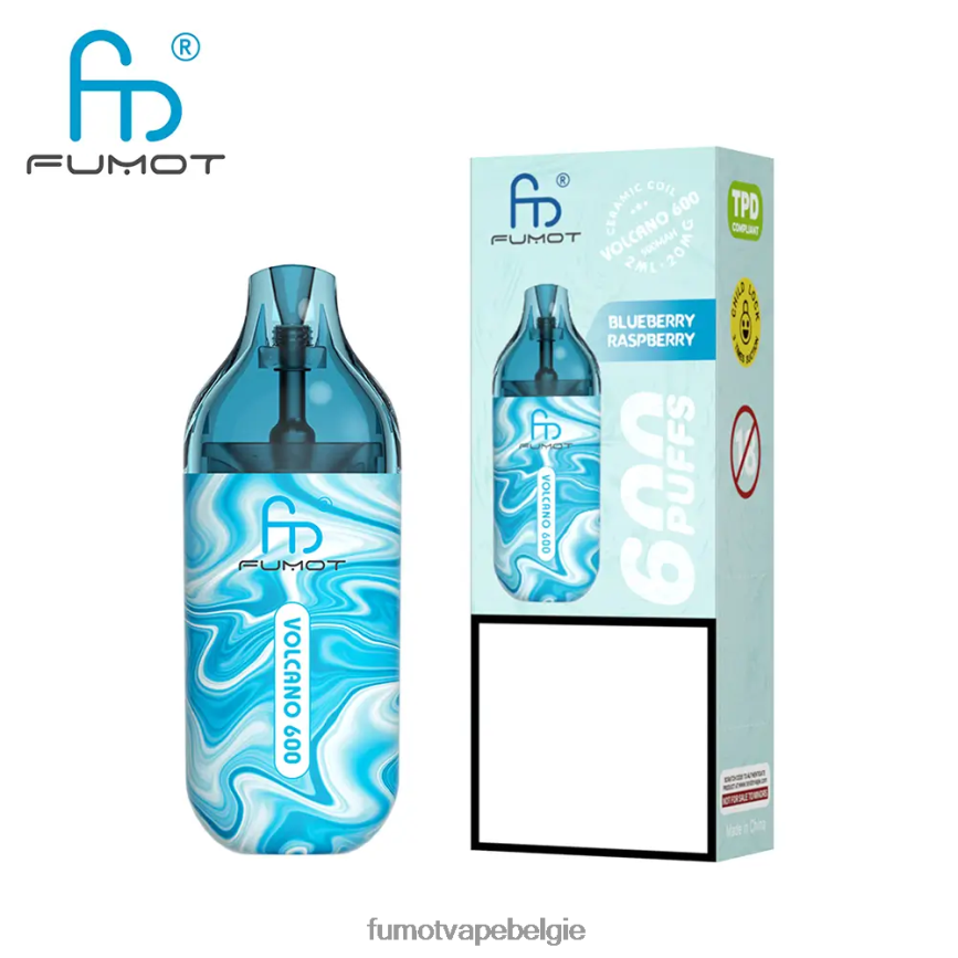 Fumot vape Belgie LX0PBF302 bosbessen op ijs 600 tpd-conforme wegwerpvape - 2 ml (set van 3 stuks) Fumot Volcano