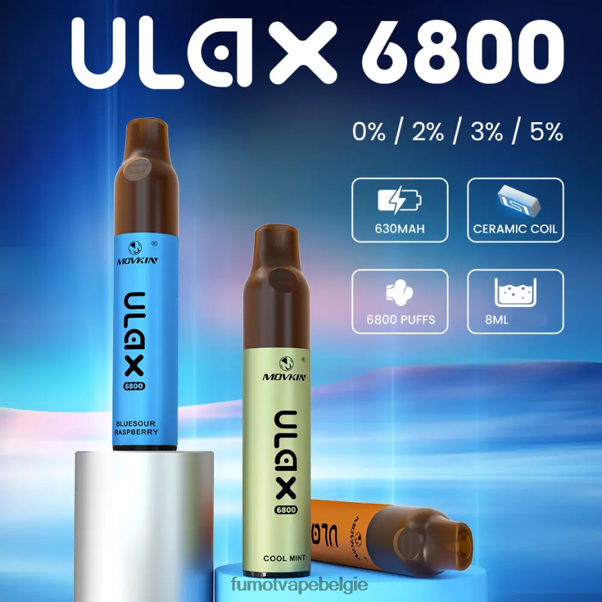 Fumot cigarette LX0PBF319 bosbessen op ijs 6800 wegwerpvape, keramische spoel - 8 ml (1 stuk) Fumot Movkin Ulax