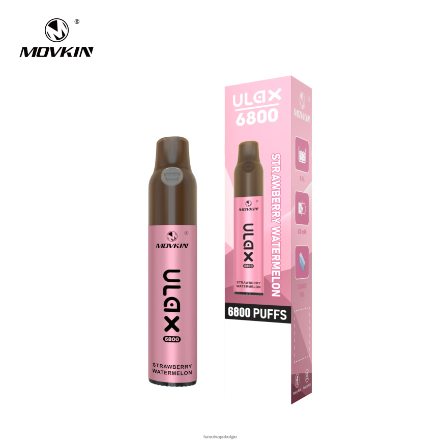 Fumot cigarette LX0PBF329 aardbei watermeloen 6800 wegwerpvape, keramische spoel - 8 ml (1 stuk) Fumot Movkin Ulax