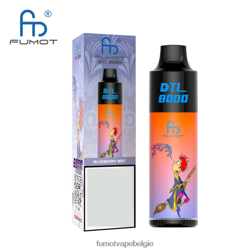 Fumot Belgie LX0PBF414 zwarte bessen munt 8000 wegwerp-vape-pen - 16 ml (1 stuk) Fumot DTL