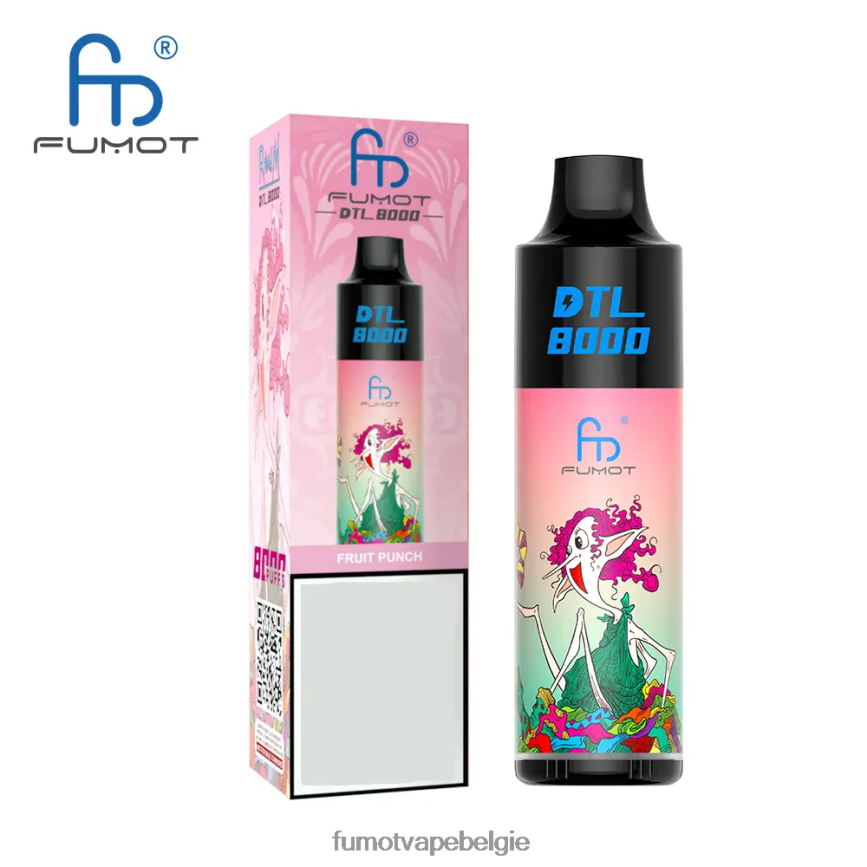 Fumot Belgie LX0PBF414 zwarte bessen munt 8000 wegwerp-vape-pen - 16 ml (1 stuk) Fumot DTL