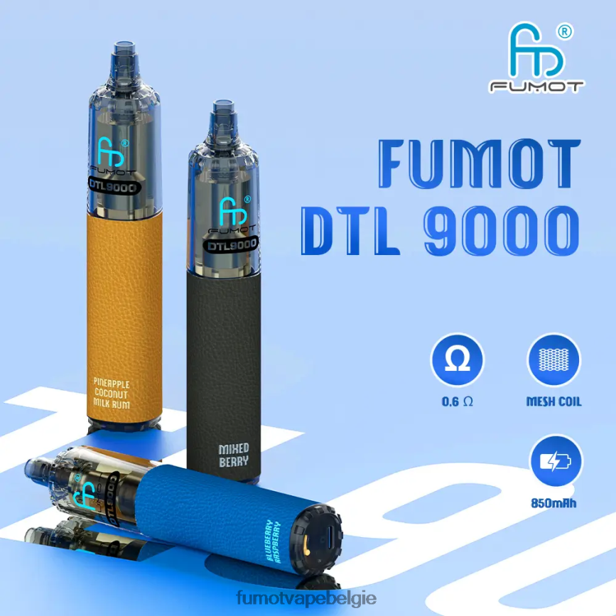 Fumot cigarette LX0PBF369 blauwe frambozen-citroen wegwerp vape-pen 9000- 18ml (1 stuk) Fumot DTL