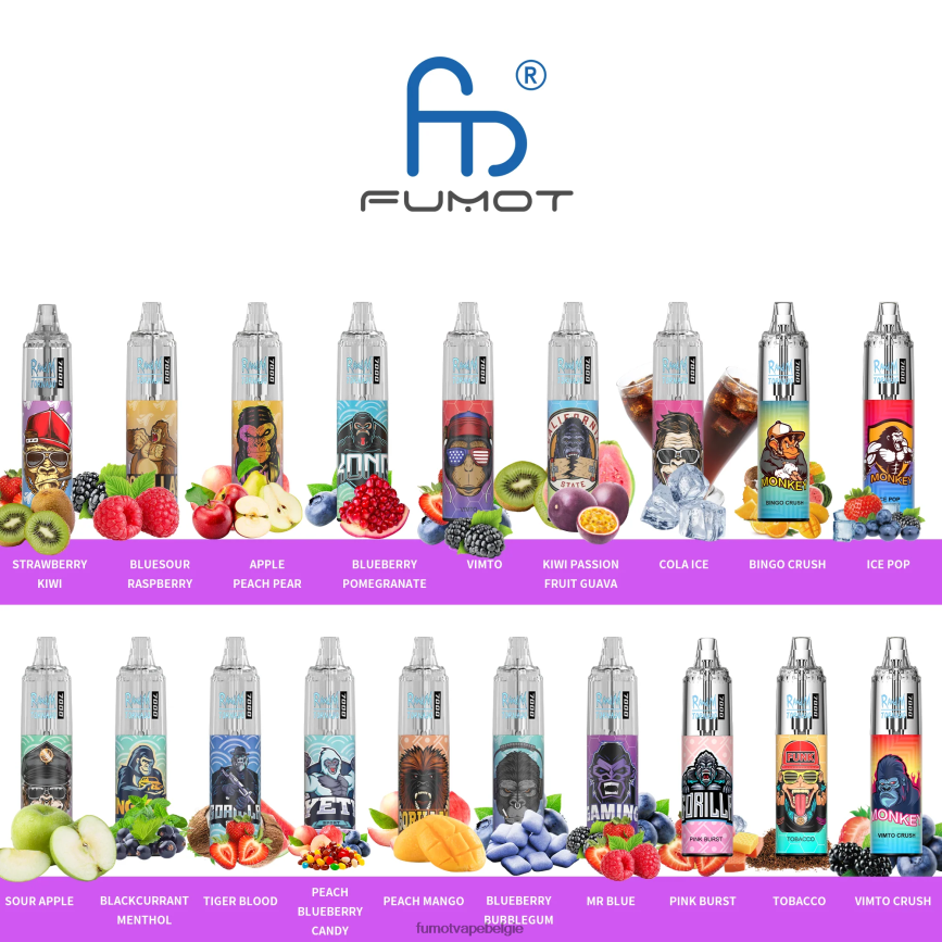 Fumot Belgie LX0PBF514 frisse munt 0% 7000 14ml wegwerp-vape-pen (1 stuk) Fumot Tornado