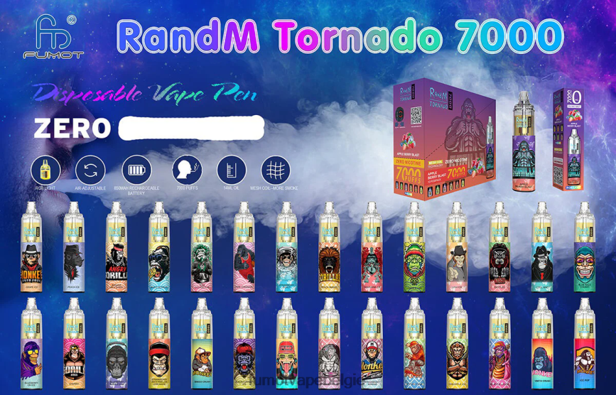 Fumot Belgie LX0PBF544 tijgerbloed 7000 wegwerp-vape-pen 0% - 14 ml (1 stuk) Fumot Tornado